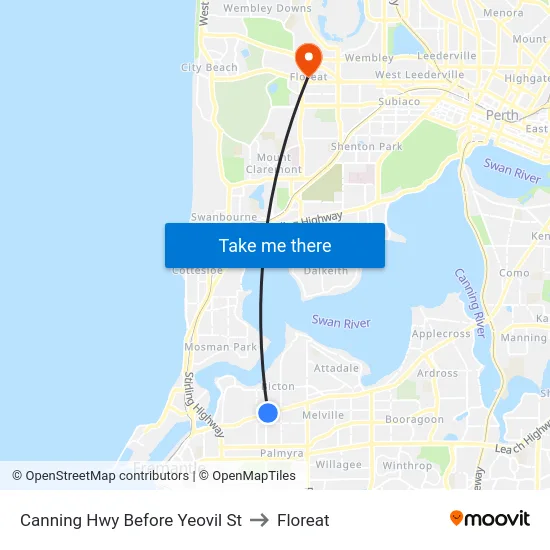 Canning Hwy Before Yeovil St to Floreat map