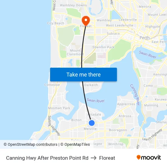 Canning Hwy After Preston Point Rd to Floreat map