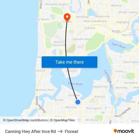Canning Hwy After Ince Rd to Floreat map