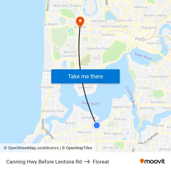 Canning Hwy Before Lentona Rd to Floreat map