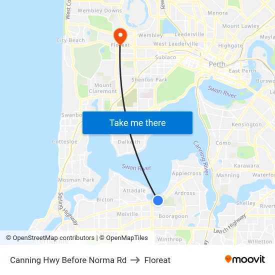 Canning Hwy Before Norma Rd to Floreat map