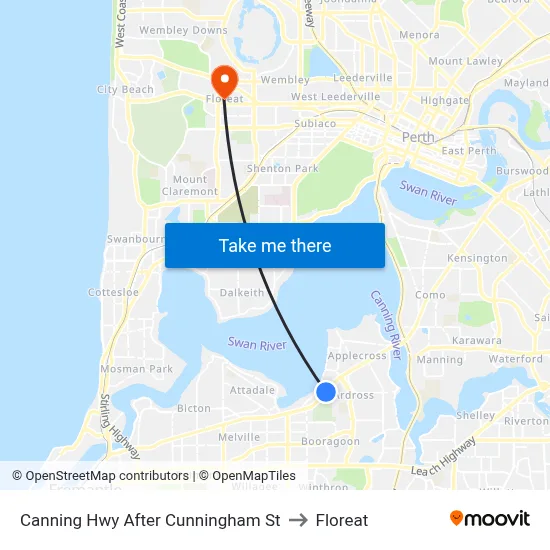 Canning Hwy After Cunningham St to Floreat map