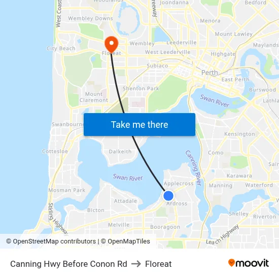 Canning Hwy Before Conon Rd to Floreat map