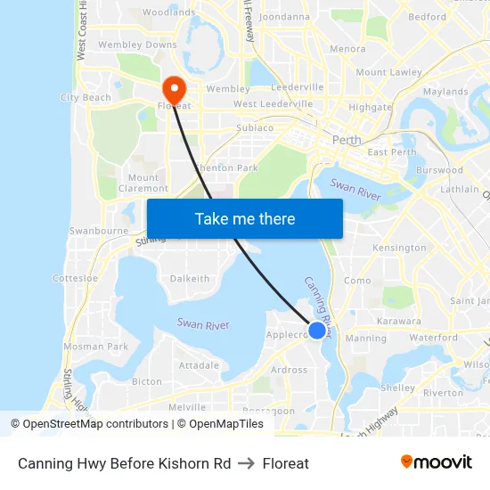 Canning Hwy Before Kishorn Rd to Floreat map