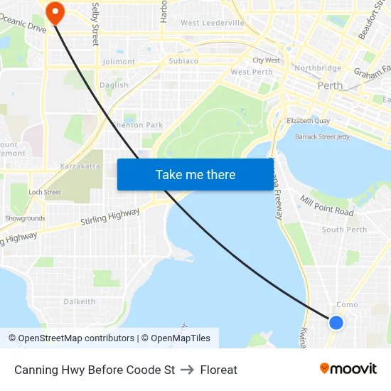 Canning Hwy Before Coode St to Floreat map