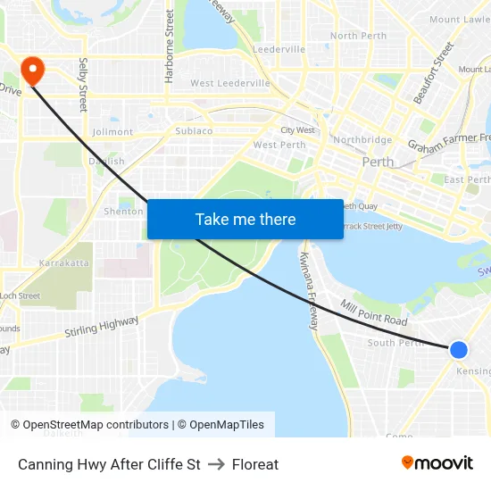 Canning Hwy After Cliffe St to Floreat map