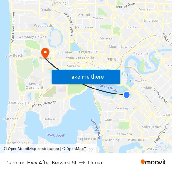 Canning Hwy After Berwick St to Floreat map