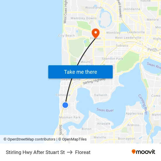 Stirling Hwy After Stuart St to Floreat map