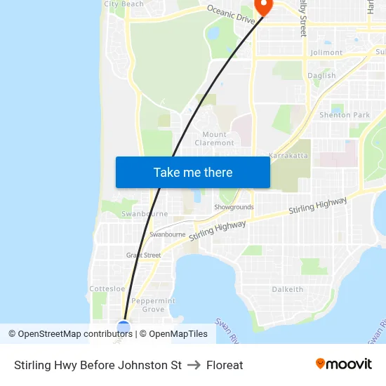 Stirling Hwy Before Johnston St to Floreat map