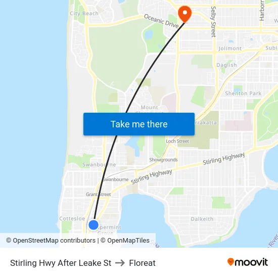 Stirling Hwy After Leake St to Floreat map