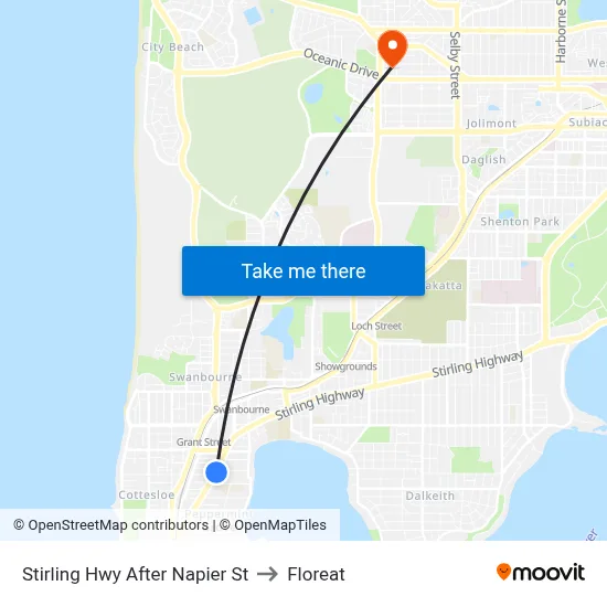 Stirling Hwy After Napier St to Floreat map