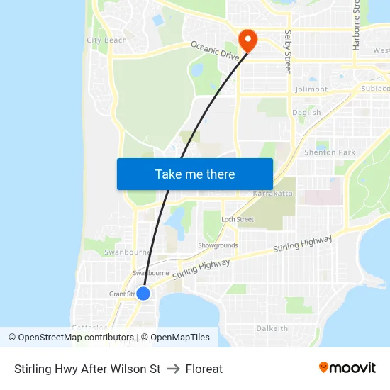 Stirling Hwy After Wilson St to Floreat map