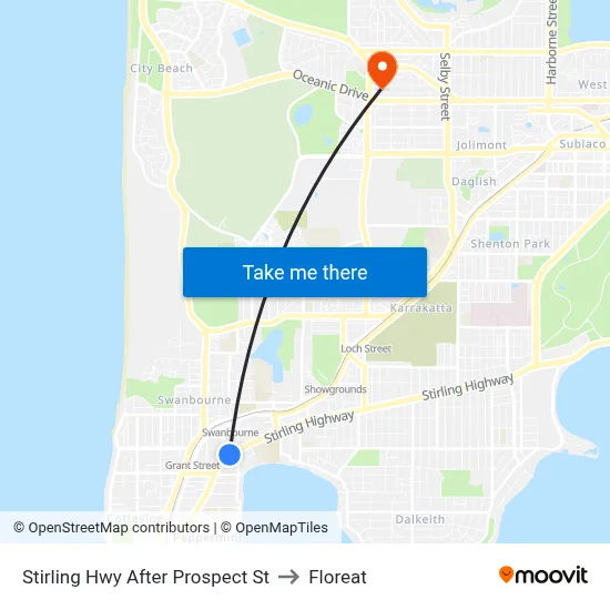 Stirling Hwy After Prospect St to Floreat map