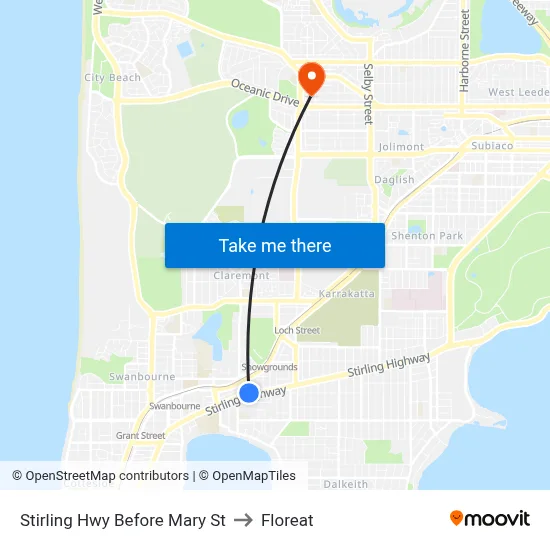 Stirling Hwy Before Mary St to Floreat map