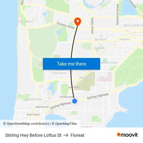 Stirling Hwy Before Loftus St to Floreat map