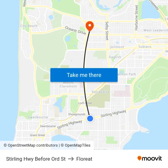 Stirling Hwy Before Ord St to Floreat map