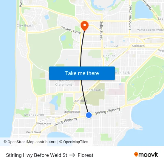 Stirling Hwy Before Weld St to Floreat map