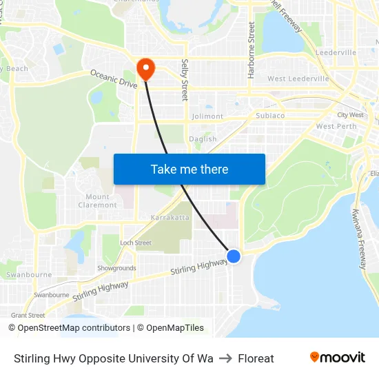 Stirling Hwy Opposite University Of Wa to Floreat map