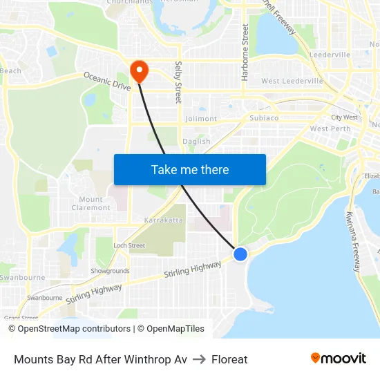 Mounts Bay Rd After Winthrop Av to Floreat map