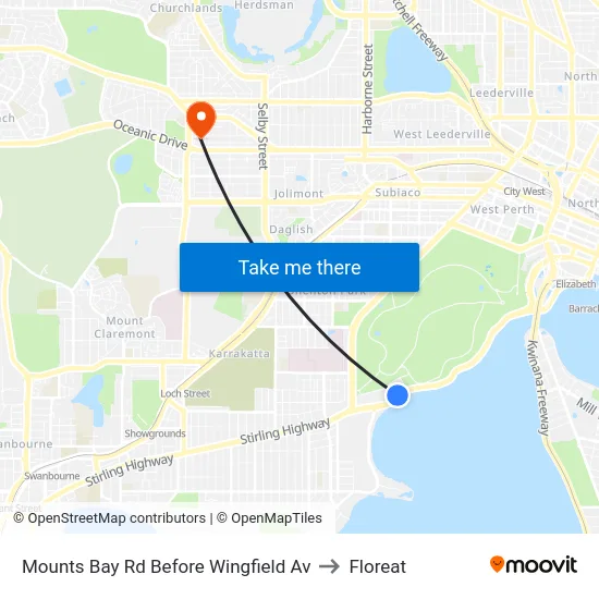 Mounts Bay Rd Before Wingfield Av to Floreat map