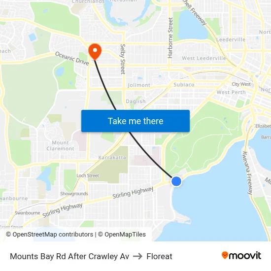 Mounts Bay Rd After Crawley Av to Floreat map