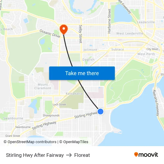 Stirling Hwy After Fairway to Floreat map