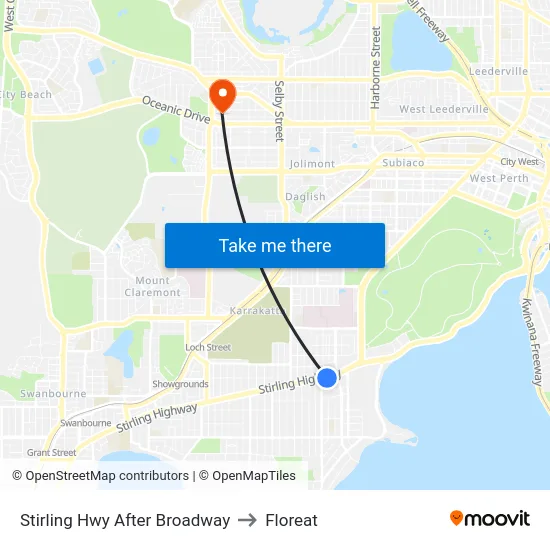 Stirling Hwy After Broadway to Floreat map