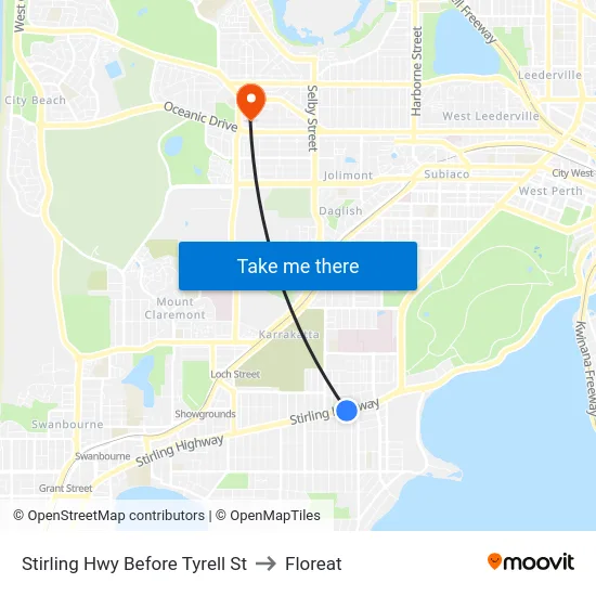 Stirling Hwy Before Tyrell St to Floreat map