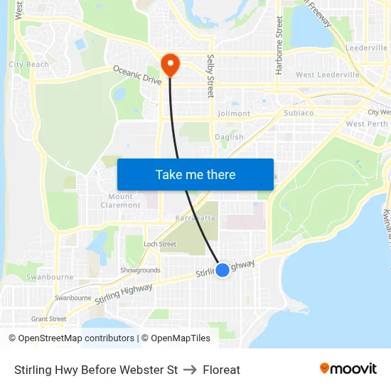 Stirling Hwy Before Webster St to Floreat map