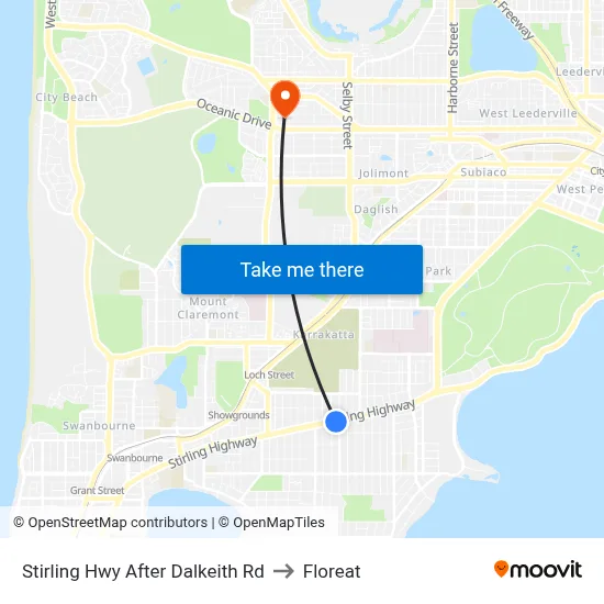 Stirling Hwy After Dalkeith Rd to Floreat map