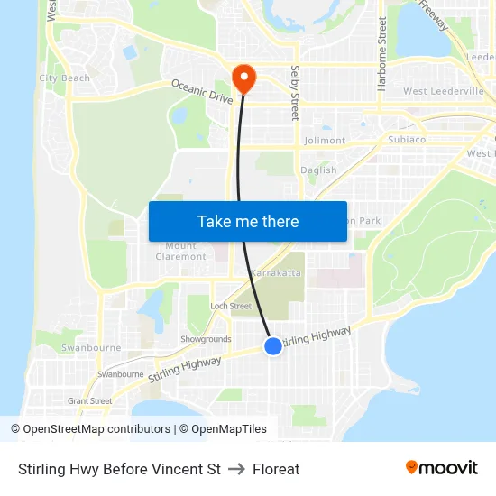 Stirling Hwy Before Vincent St to Floreat map
