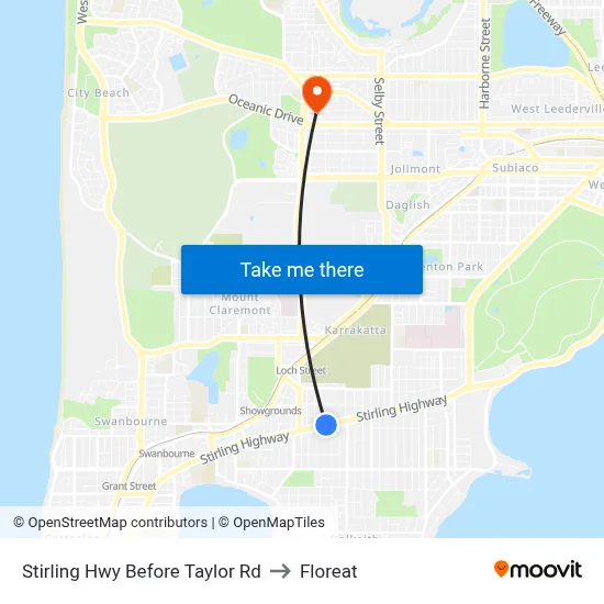 Stirling Hwy Before Taylor Rd to Floreat map