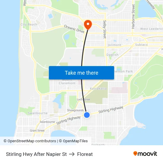 Stirling Hwy After Napier St to Floreat map