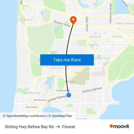 Stirling Hwy Before Bay Rd to Floreat map
