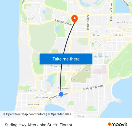 Stirling Hwy After John St to Floreat map