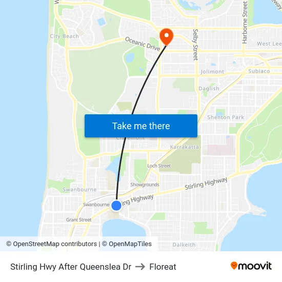 Stirling Hwy After Queenslea Dr to Floreat map