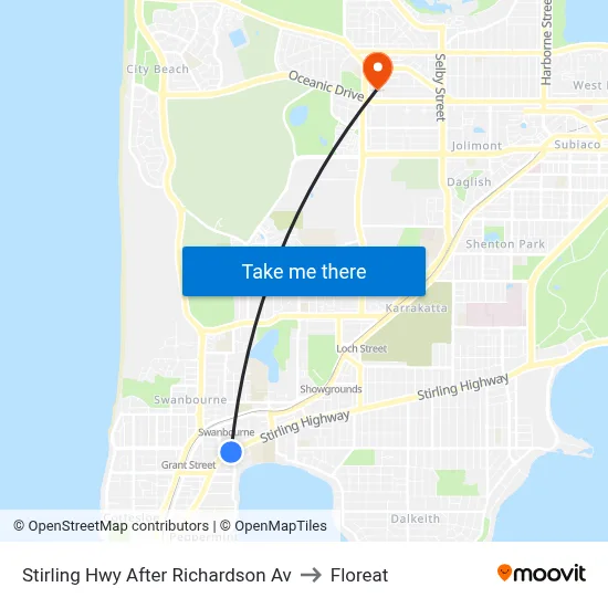 Stirling Hwy After Richardson Av to Floreat map