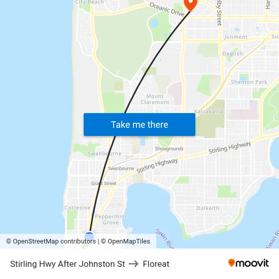 Stirling Hwy After Johnston St to Floreat map