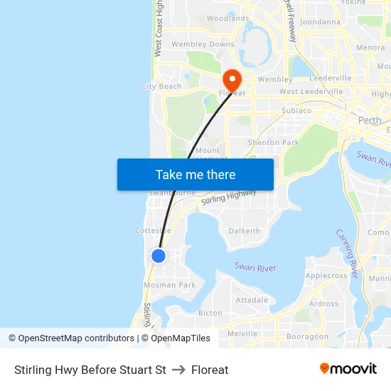 Stirling Hwy Before Stuart St to Floreat map