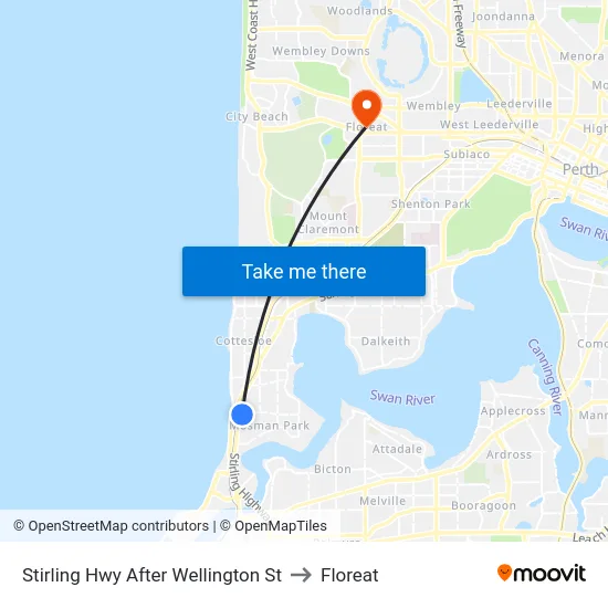 Stirling Hwy After Wellington St to Floreat map