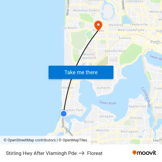 Stirling Hwy After Vlamingh Pde to Floreat map
