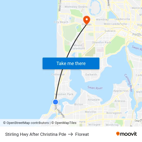 Stirling Hwy After Christina Pde to Floreat map
