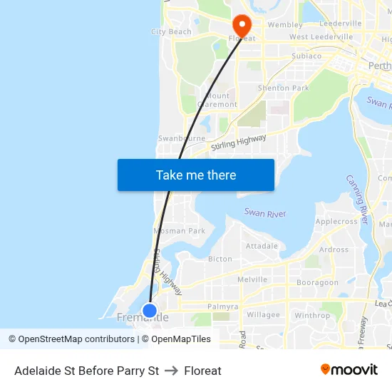 Adelaide St Before Parry St to Floreat map