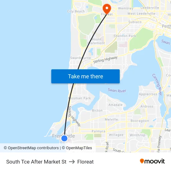 South Tce After Market St to Floreat map