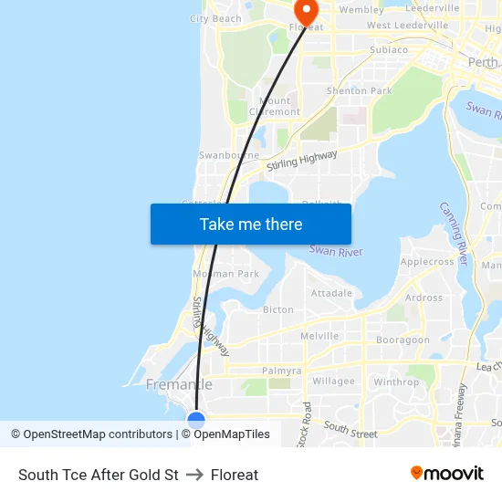 South Tce After Gold St to Floreat map