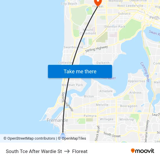 South Tce After Wardie St to Floreat map