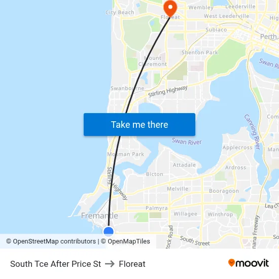 South Tce After Price St to Floreat map