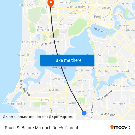 South St Before Murdoch Dr to Floreat map