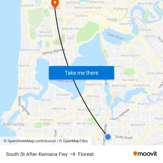 South St After Kwinana Fwy to Floreat map