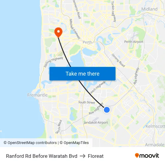Ranford Rd Before Waratah Bvd to Floreat map